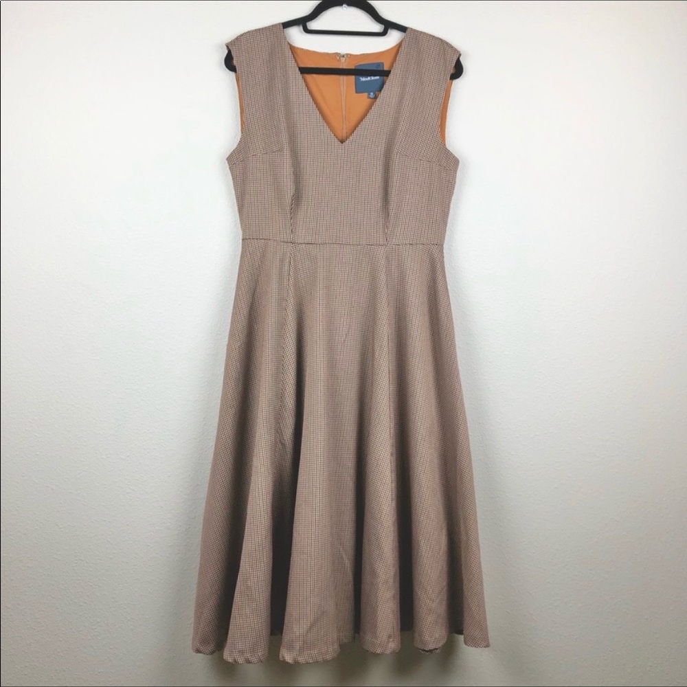 MODCLOTH Decision Maker Plaid Midi Dress Brown Wom